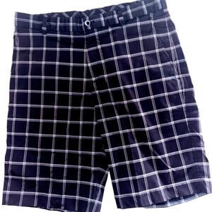 Nike Golf Shorts Black Plaid Flat Front Men’s 34W Polyester Spandex